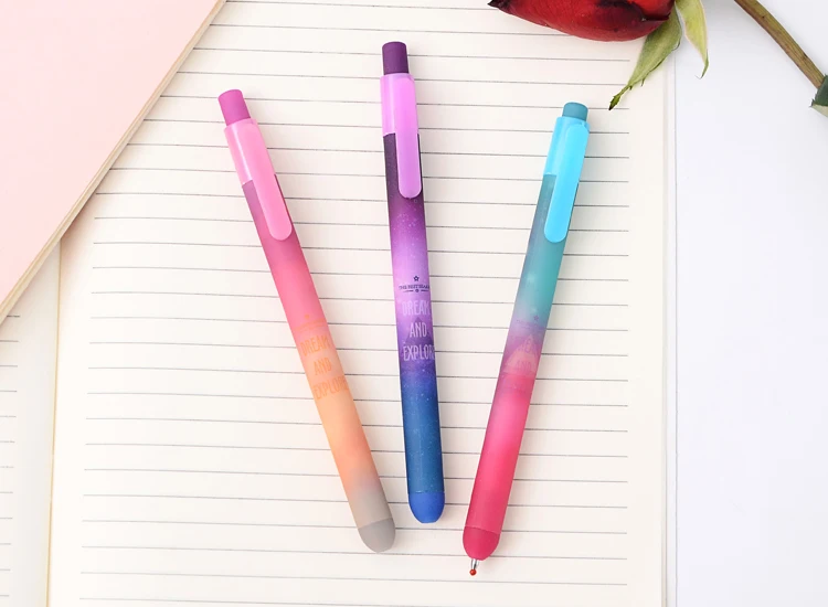 6 pcs/lot Beautiful Starry Sky Gel Pens Creative Star Dream Explore Black Ink Pens Student Writing Stationery Gift School Office