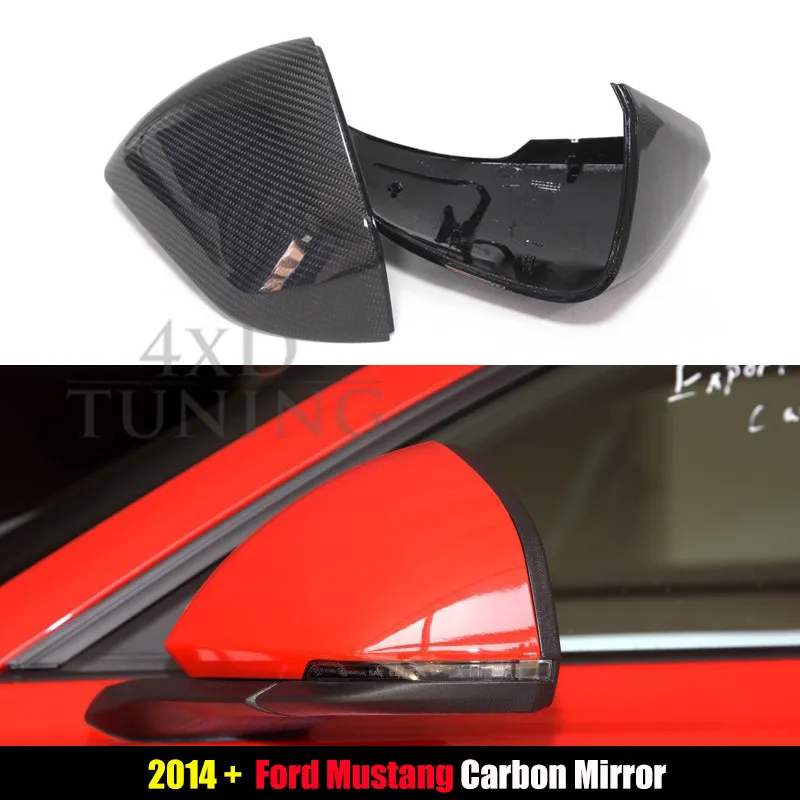 For Ford Mustang Carbon Mirror Cover Carbon Fiber Rear Side View Mirror