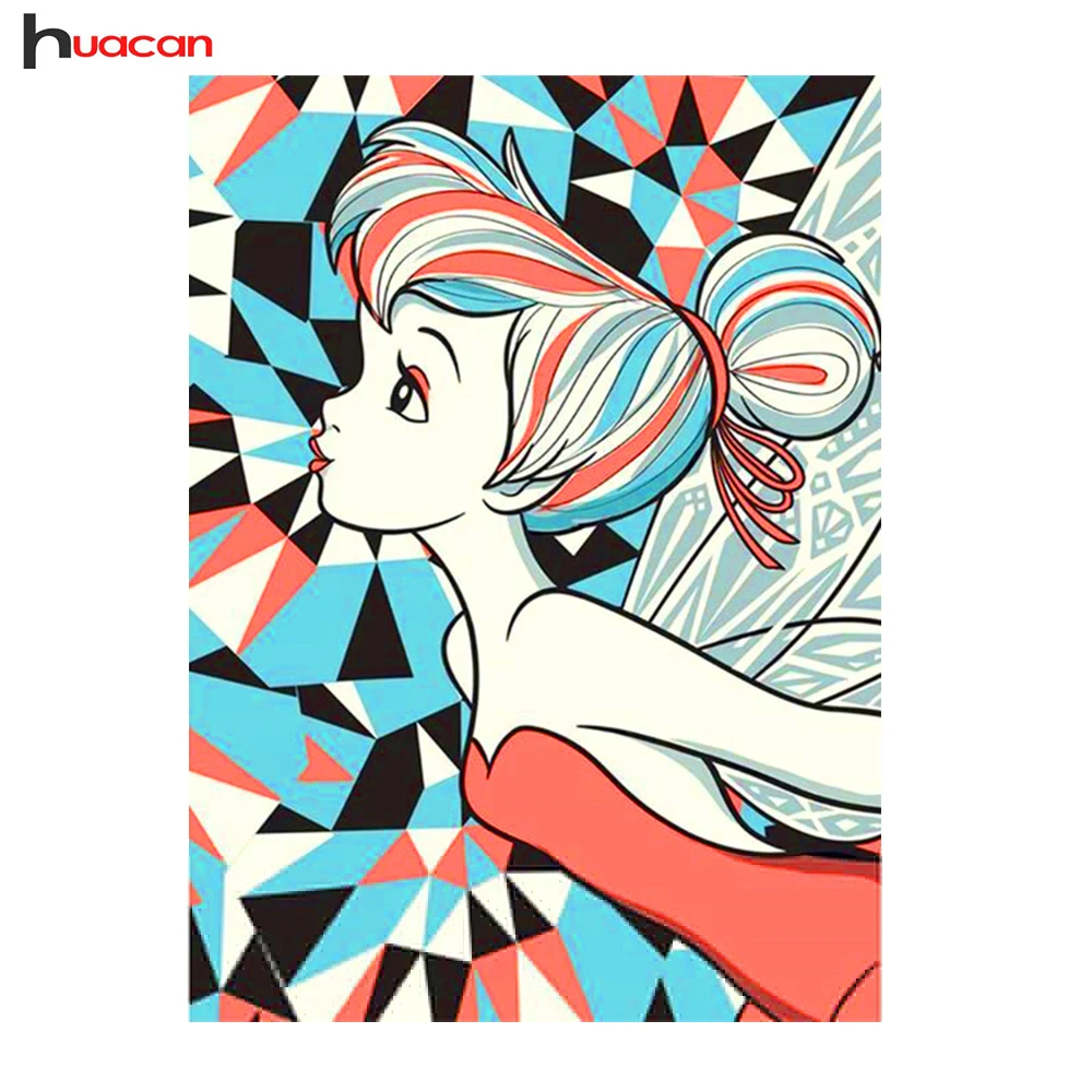 

Huacan Girl Diamond Embroidery Cartoon Picture of Rhinestone Home Decor Painting Handmade Gift Diamond Mosaic DIY