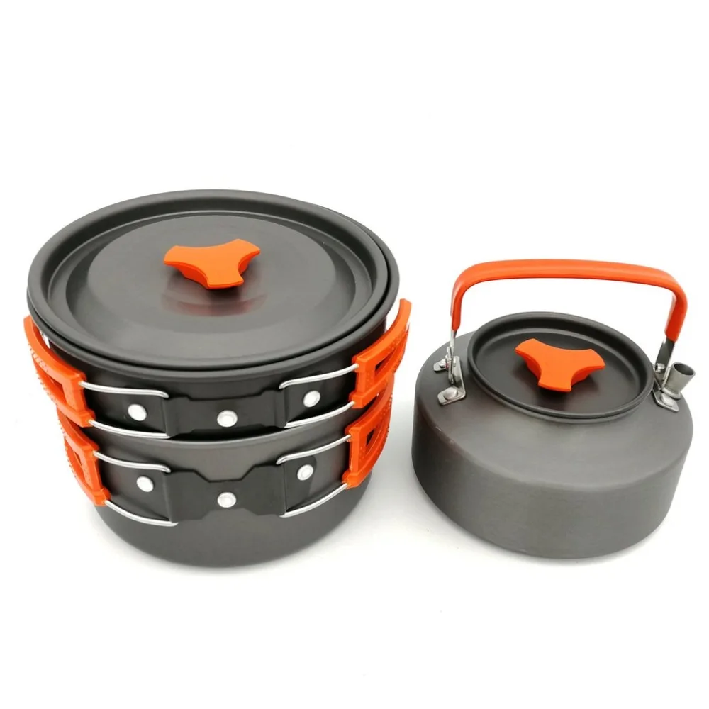 Cookware que acampa al aire libre juego de utensilios de Camping doble cubierta de vidrio cocina vajilla conjunto vajilla viajes senderismo picnic set