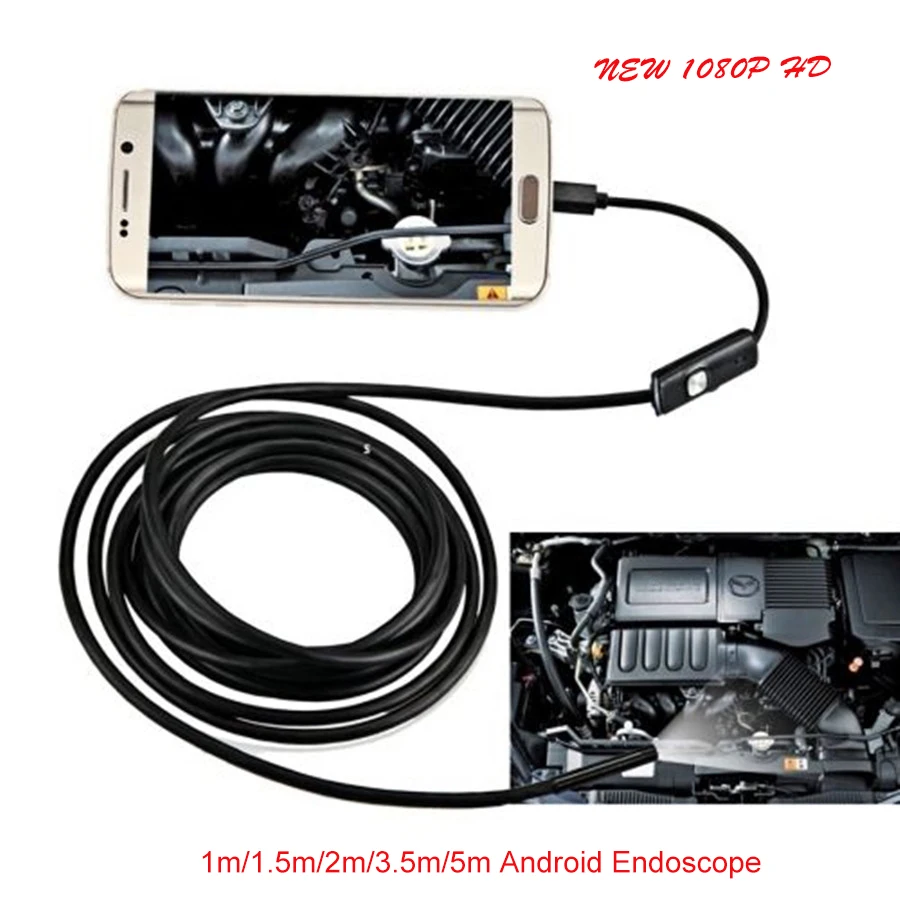 

1080P/720P/480P 1m To 5m Cable Inspection Camera Borescopes Waterproof Android Endoscope Camera For Car Repair Pipe Inspection
