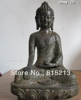 

wang 000327 9"Tibet Folk Old Bronze Carved Sakyamuni Buddha Statue