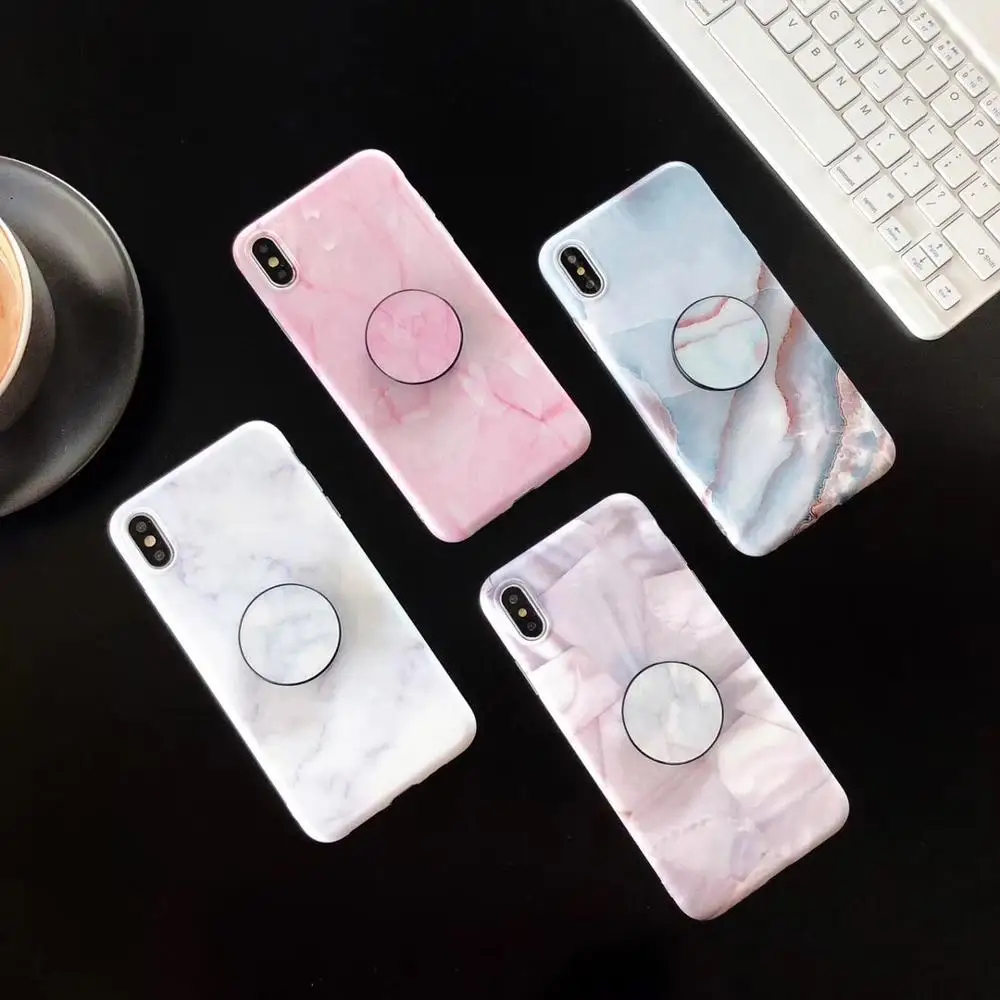 

Fashion Silicone Soft Marble Case For iphone 6 6S Plus X XS XS MAX XR Grip Stand Holder Cover For iphone 8 7 Plus Phone Coque