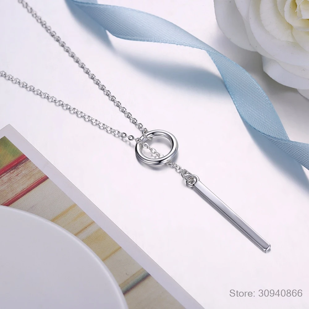 Новое поступление 925 стерлингового серебра длинные Круглые ожерелья и подвески для женщин Мода стерлингового серебра-ювелирные изделия