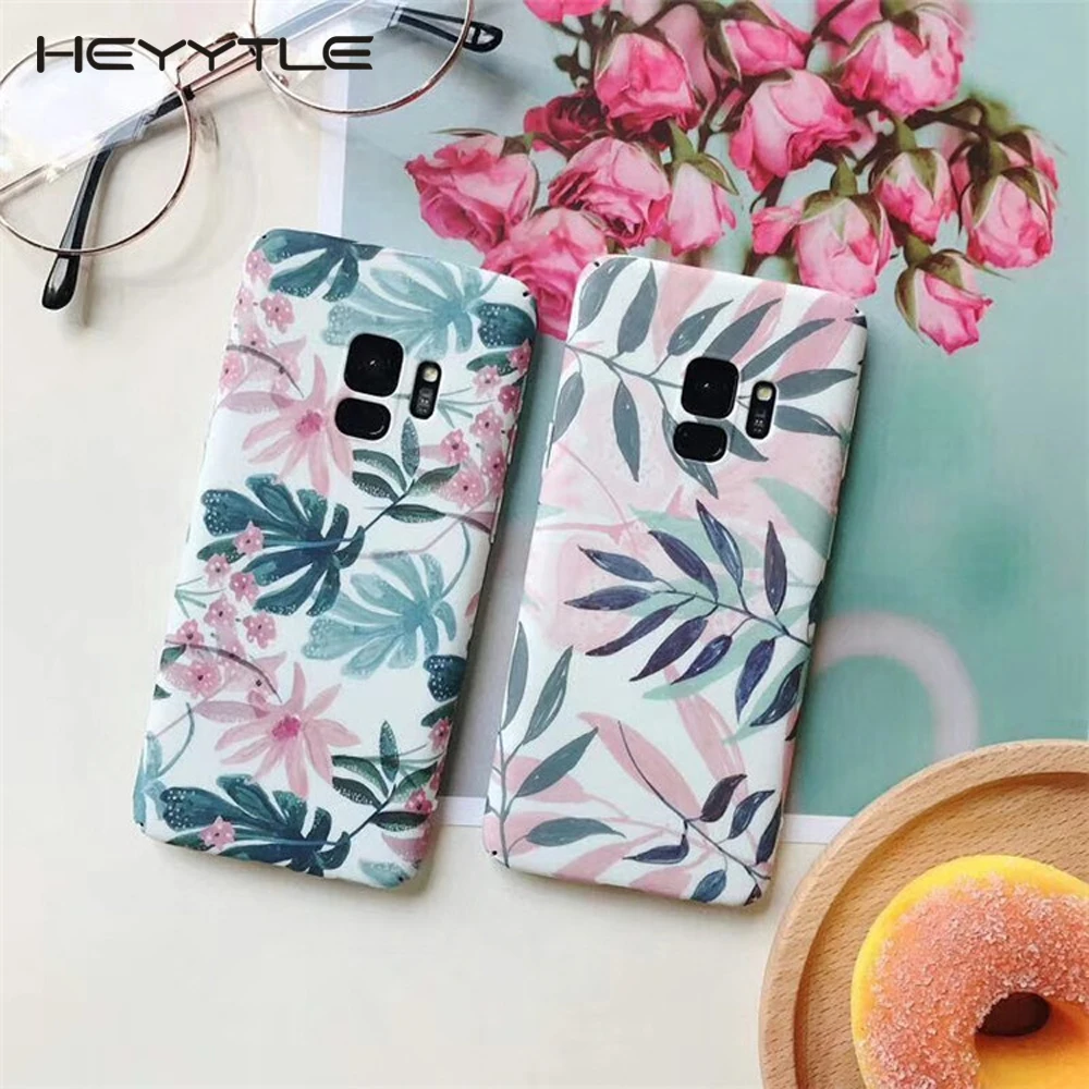 

Heyytle Flower Pattern Phone Case For Samsung S9 S8 Plus S7 Edge Note 8 9 Cases Fashion Marble All-Inclusive Hard Back Shell
