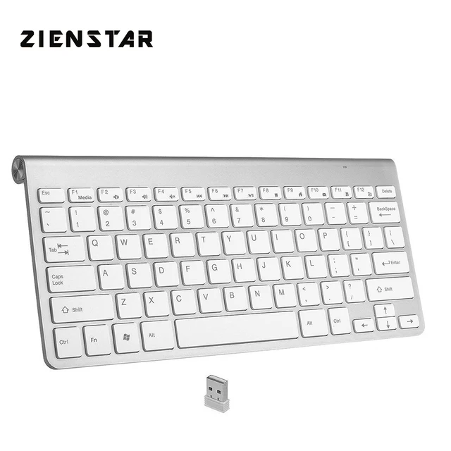 Best Offers Zienstar English Language Ultra Slim 2.4Ghz Wireless Keyboard for Macbook/PC Computer/Laptop / Smart TV with USB Receiver 