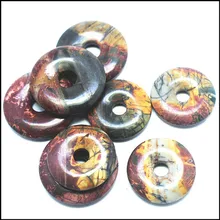 2 шт. натуральный камень Picaso, форма пончиков, Натуральный Полудрагоценный камень, ювелирный камень, аксессуары,, 30 мм, 35 мм, 40 мм