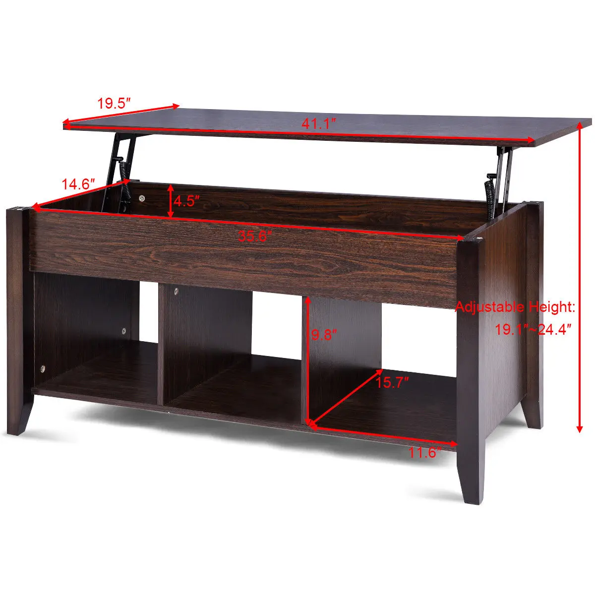Giantex Lift Top Coffee Table with Hidden Compartment Storage Shelf Modern Wood Living Room Furniture HW56639BK