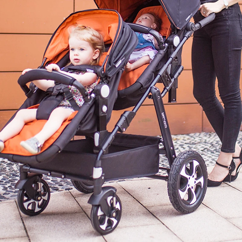 Double stroller portable twins strollers can sit can be folded baby stroller for newborns