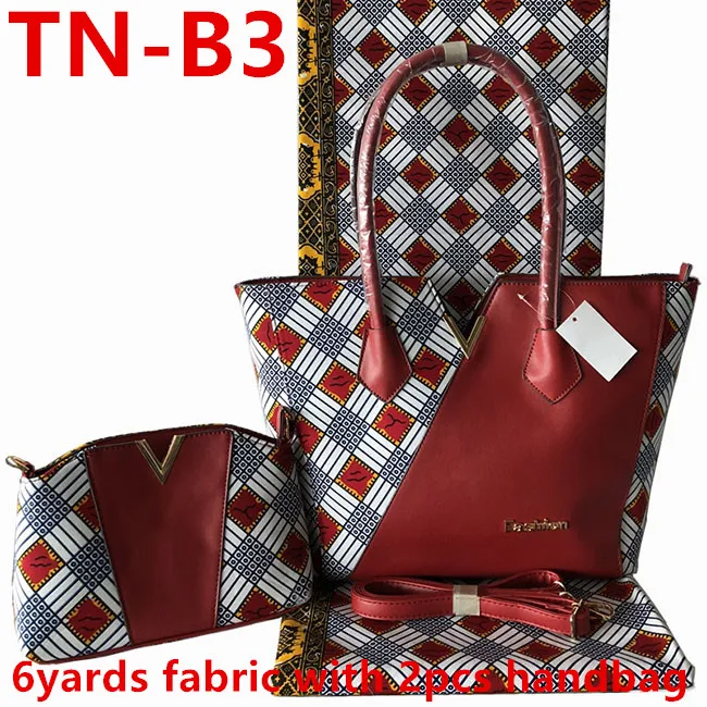 Африканская ткань Африканская восковая печатная ткань для лоскутного воска tissus с 2 шт Женская сумочка 6 ярдов хлопок Анкара ткань TN-B3