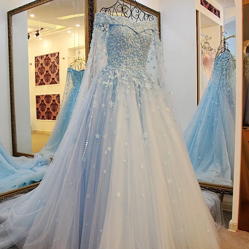

2017 Newest Chic Prom Dresses High Neck Long Sleeves Evening Gowns Elegant Beaded Applique Floor Length Delicate Party Dress