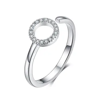 

Geoki 925 Sterling Silver Round Circle Cubic Zirconia Party Ring for Female New Original Wedding Rings Women Engagement Jewelry