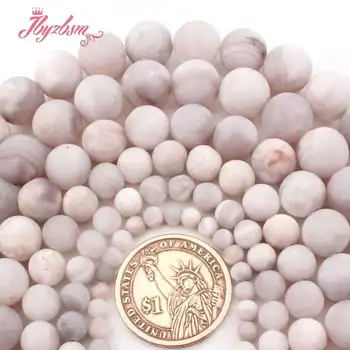 

6,8,10mm Frosted Round White Crazy Lace Agates Natural Stone Bead For DIY Necklace Bracelets Jewelry Making 15" Free Shipping