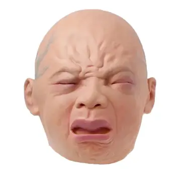 

Realistic giant crying baby mask full head crying face mask Halloween bar Horror Play Trick Funny haunted Face Cover