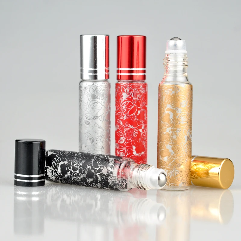 

100Pieces/Lot 10ML Travel Printing Glass Roll on Bottle For Essential Oils Perfume Bottle with Personal Empty Cosmetic Care
