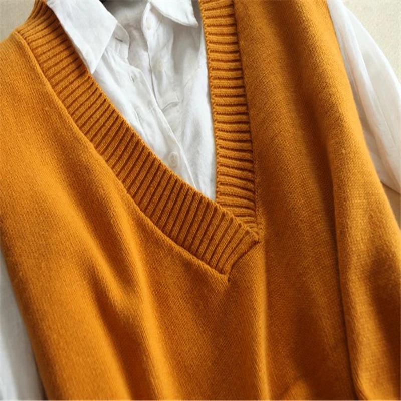 Осень и зима кашемировый жилет Женский Средний разрез v-образным вырезом вязаный пуловер свитер свободный большой размер шерстяной жилет