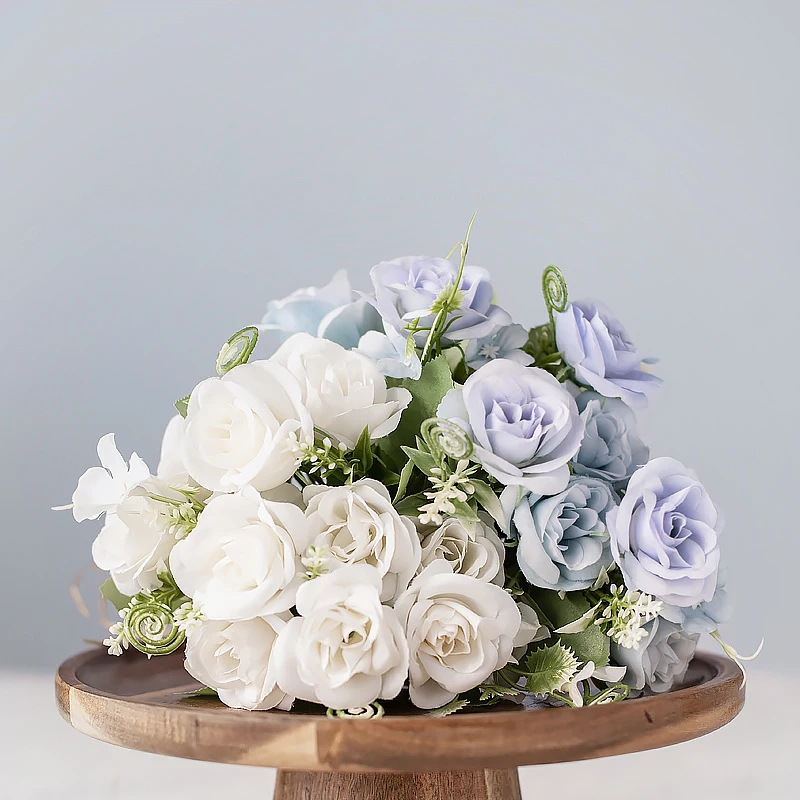 

10 Heads Rose Artificial Flower French Silk Flower Rose Bouquet for Wedding Home Party Decoration Fake Flower Fall Decoration