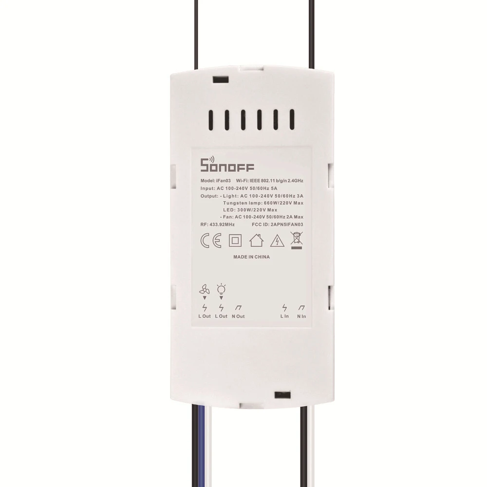 Интеллектуальный выключатель света Sonoff IFan03 AC100 240V 50/60Hz преобразования