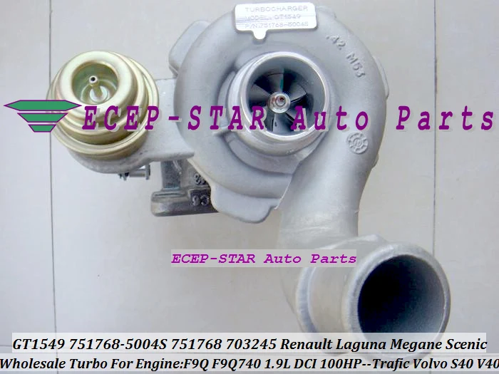 GT1549 751768-5004S 751768 703245 703245-0002 Turbo Turbocharger Renault Laguna Megane SCENIC TRAFIC Volvo S40 V40 1.9L  DCI F9Q (6)
