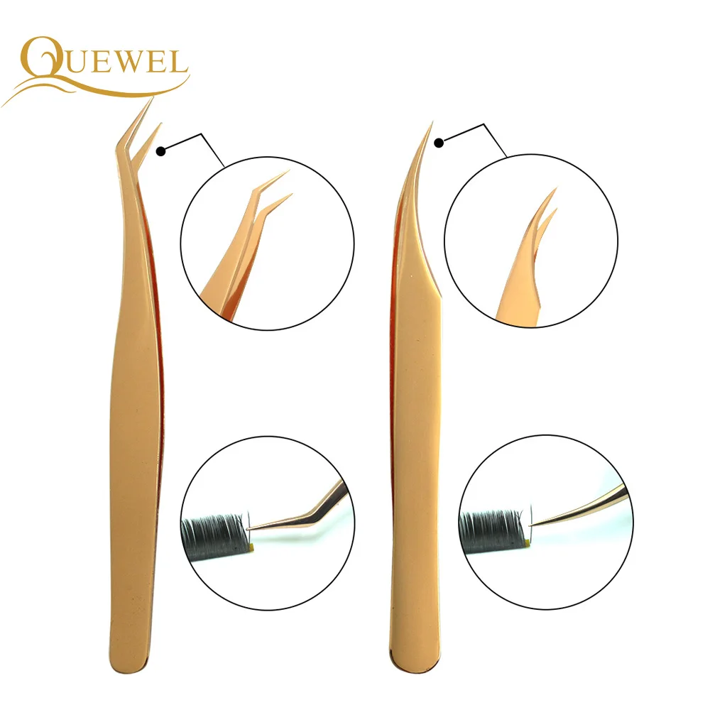 

Tweezers Set of Eyelashes Extended Tweezer Anti-static Stainless Steel High-precision Acid-resistant Eyelash Quewel Tools