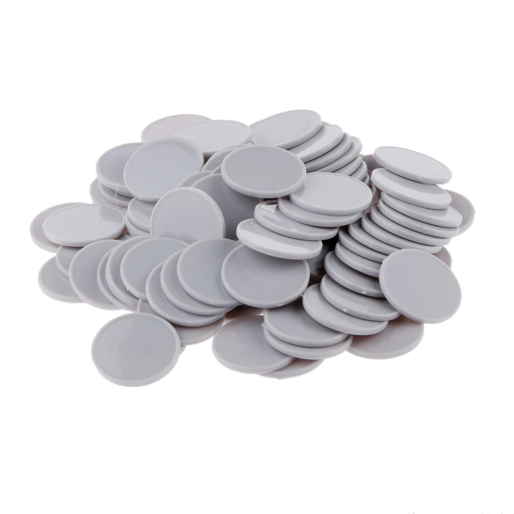 MagiDeal 100Pcs Plastic Poker Chips Bingo Board Games Markers Token Kids Fun Toy Gray Poker Chips