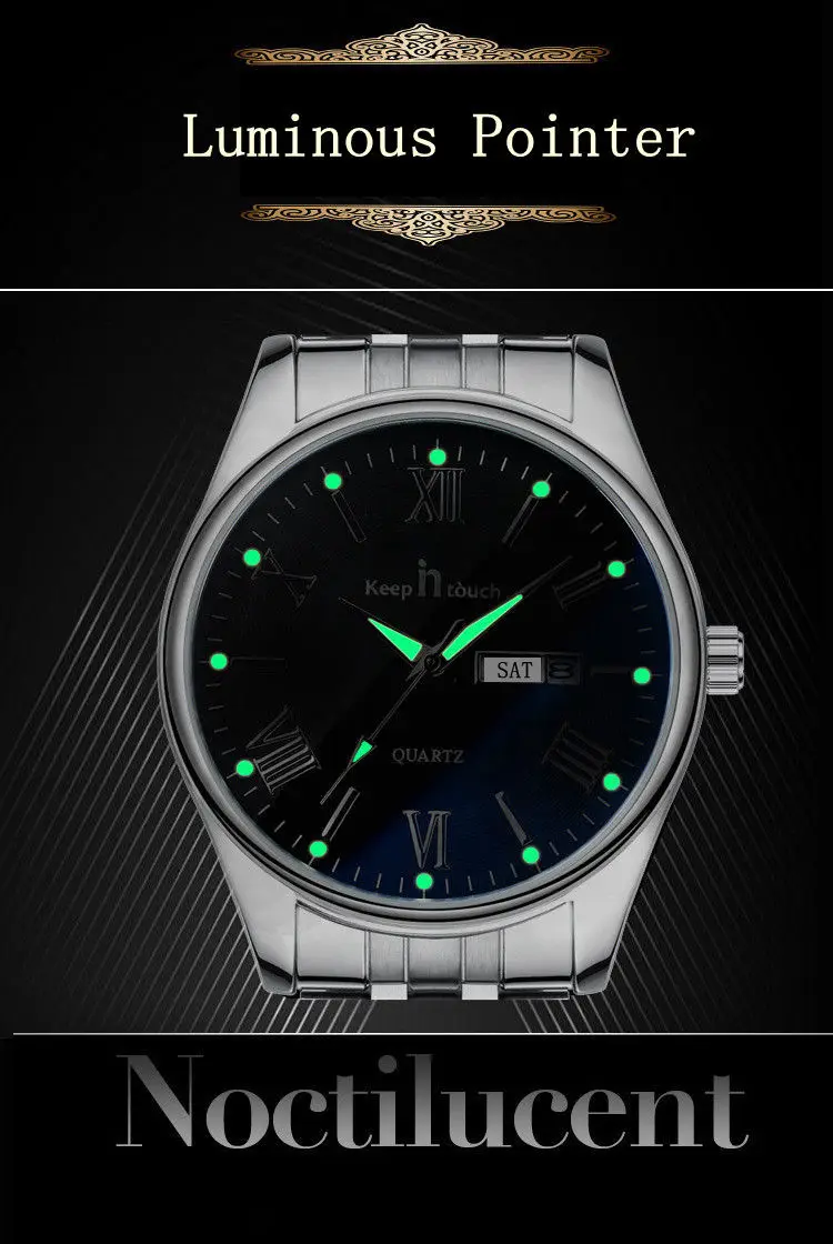 keepintouch Brand Luxury Men's ladies watch Date  Waterproof Ultra Thin Clock  Casual Quartz Watches  Wrist Sport Watch 