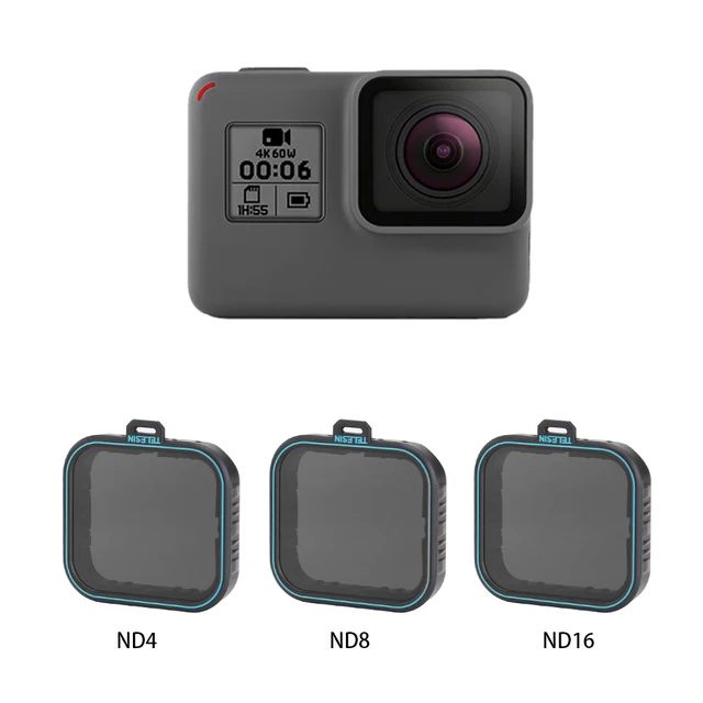 Best Price TELESIN 3 Pack ND Lens Protector Kit Set(ND4 8 16 ) Neutral Density Filter for Gopro Hero 5 Hero 6 Black Accessoreis