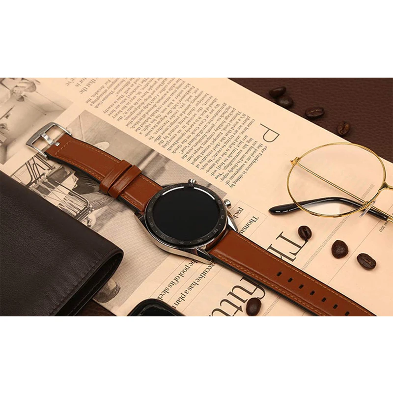 22 мм ремешок для samsung galaxy watch 46 S3 Frontier/Classic huawei gt 2 из натуральной кожи Аксессуары