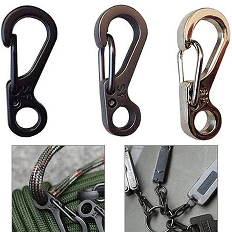 

5pcs/lot Spring Buckle Snap Alloy Nickel-free Plating Mini Key Ring Carabiner Bottle Hook Paracord Camping Accessories