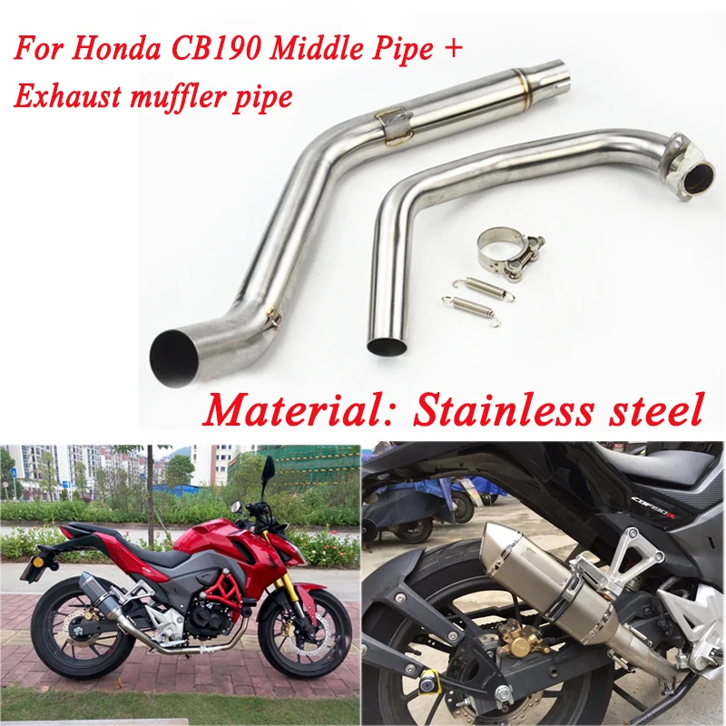 

Motorcycle Stainless Steel Full Connecting Pipe System With 51mm Exhaust Muffler Tubes Silp on for Honda CB190 All years