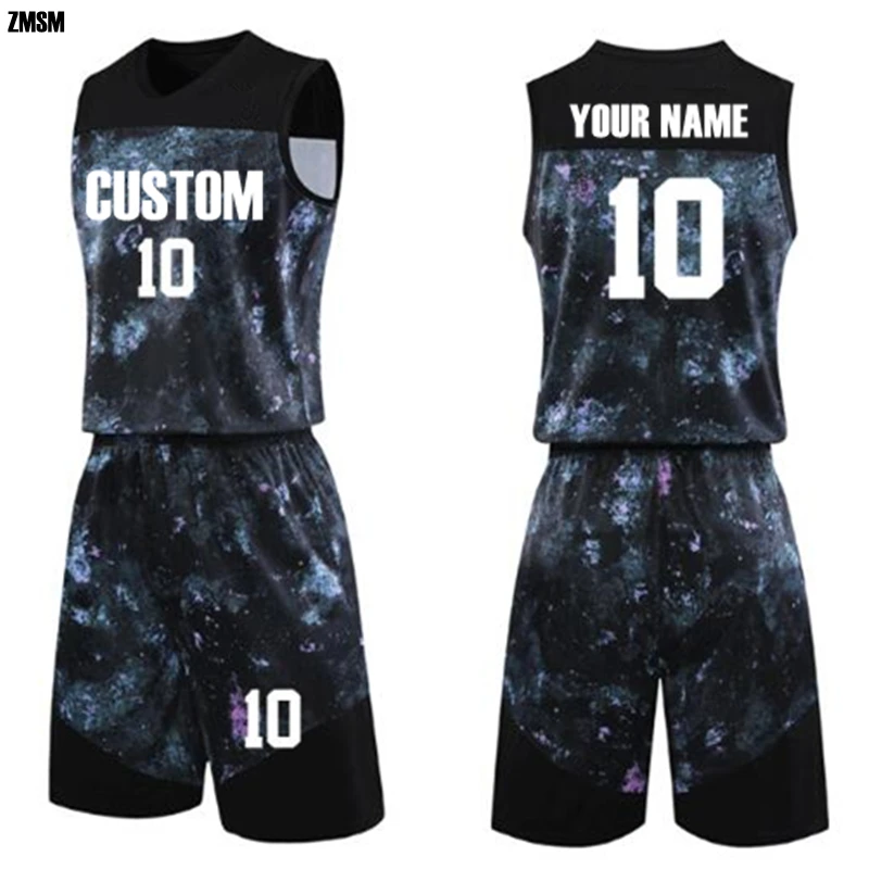 

ZMSM Adult Camouflage Basketball Jerseys Set High Quality Basketball Uniform Training Suit Sleeveless V-neck Sportswear GY8335