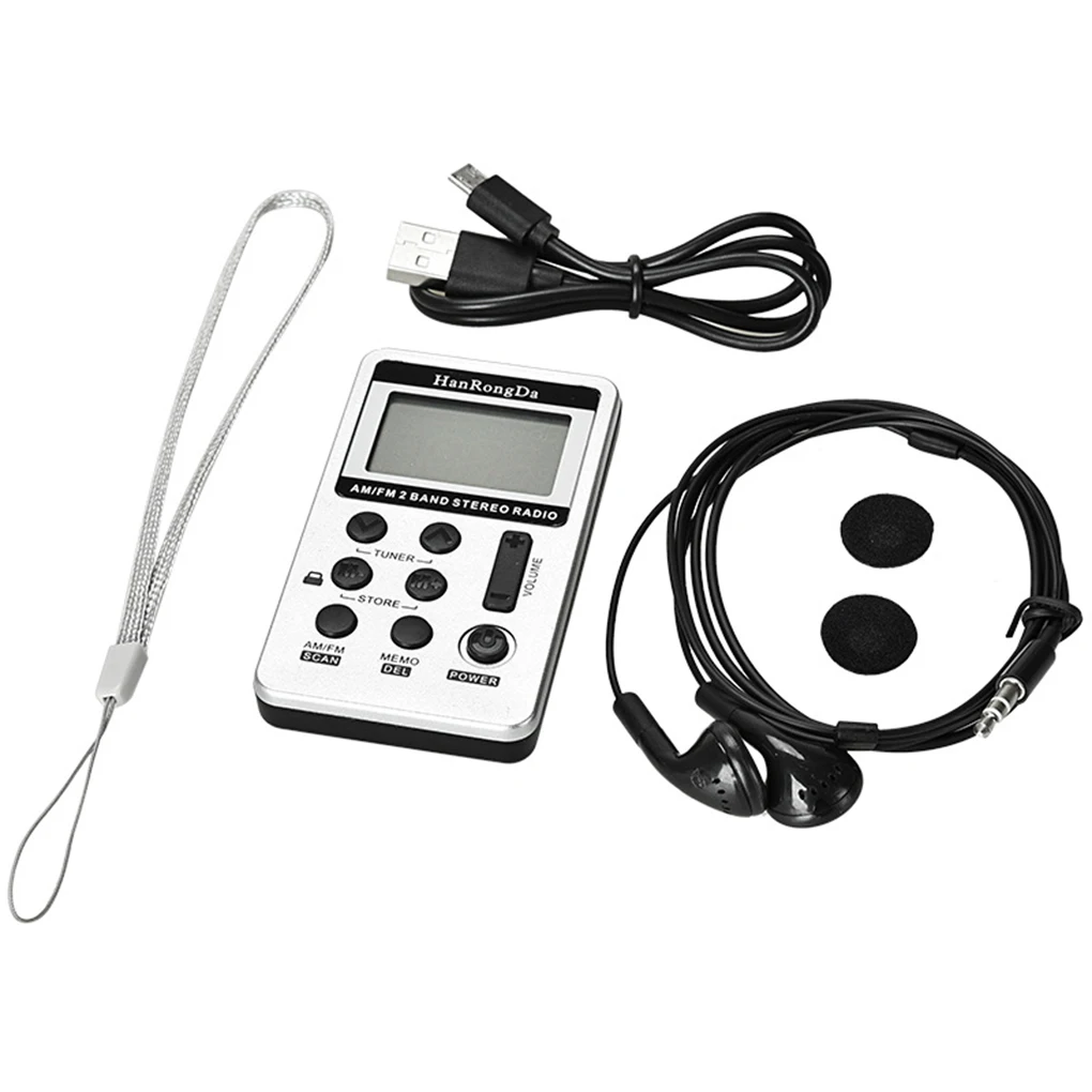 

Universal Mini Radio Portable AM/FM Dual Band Sterero Pocket Radio Receiver LCD Display & Earphone &Rechargeable Battery