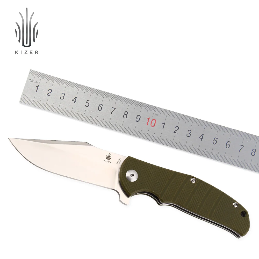 Kizer knife survival vg 10 knife with green g10 handle high quality outdoor camping hand tool