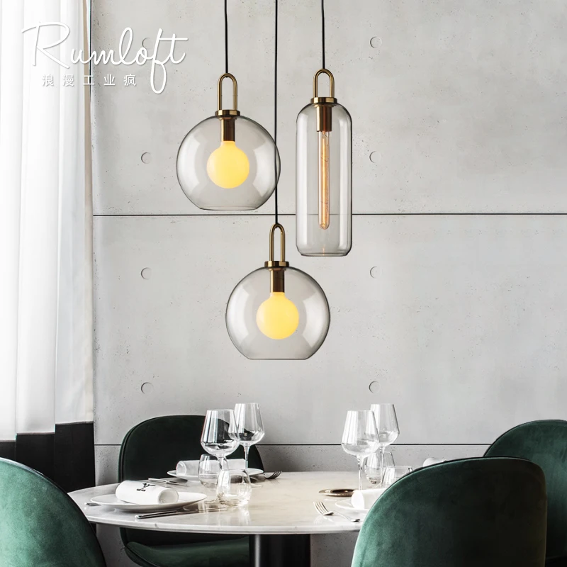 Американский подвесной светильник для гостиной, столовой, роскошная промышленная Подвесная лампа, стеклянный шар, стол, бар, подвесные светильники