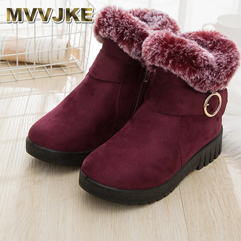 

MVVJKE Faux Fur Platform Casual Shoes Woman Winter Warm Rubber Women Ankle Boots Creepers Women Snow Boots Size 36-41 E024