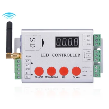 

DC5V-24V LED WS2811 full-color controller single-port SD card can control 2048 pixel spot