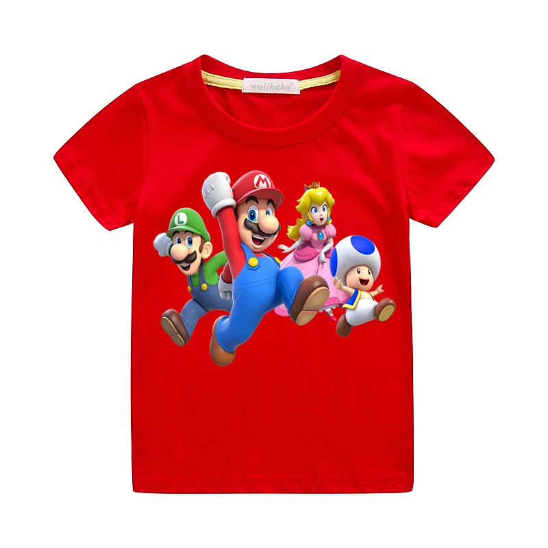 Детские футболки с 3D-принтом «Марио» летние футболки с короткими рукавами, одежда Повседневные детские футболки для мальчиков и девочек, костюм ZA028