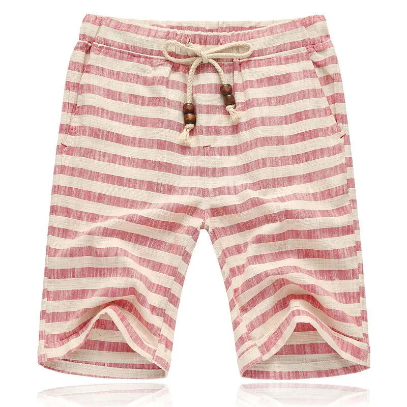 Summer New Cotton Linen Casual Shorts Men Grid Hot Mens Bermudas Shorts Comfortable Male Beach Shorts - Цвет: Item 310