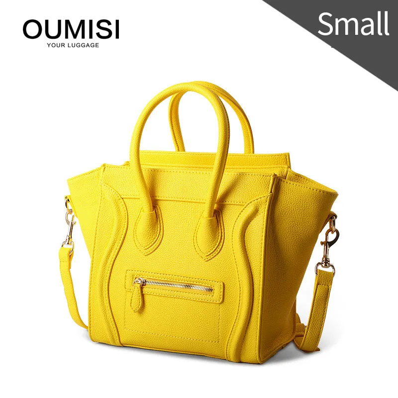Oumisi Лидер продаж! Роскошная брендовая дизайнерская Классическая одноцветная женская сумка через плечо со смайликом, кошелек со смайликом, женская сумка CS - Цвет: (CS)yellow small
