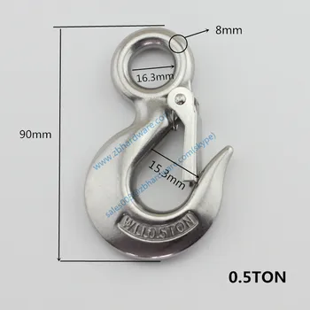 

0.5 Ton Stainless Steel 320 Eye Sling Hook with Latch Industrial Grade Lifting Rigging Hardware Hoist Hook