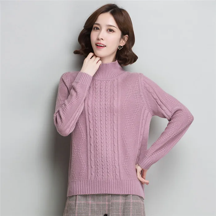 3XL, 5 цветов, фирменный женский короткий свитер,, Осень-зима, Однотонный свитер из шерсти, повседневный джемпер, пуловеры - Цвет: Розовый