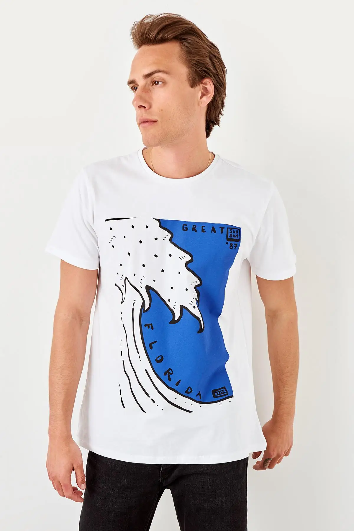 

Trendyol White Men 'S Cotton Printed T-Shirt TMNSS19TX0069