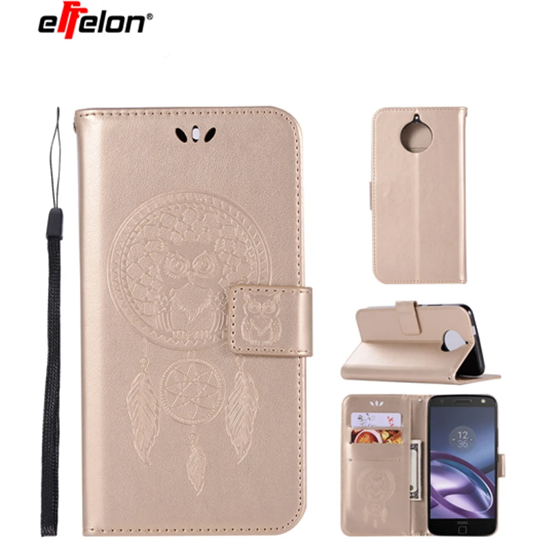 

effelon New Case For Motorola Moto G5S PU Leather Case Stand Function Card Holder Embossed Owl Magnetic Flip Wallet Purse Case