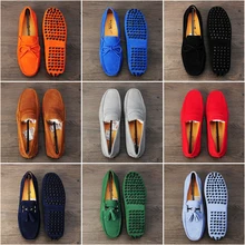 Hot Genuine Leather Men Shoes Nubuck Leather Men Loafers Fashion Plus Size Autumn Mens Shoes Casual Shoes10 Colors Size 38-45