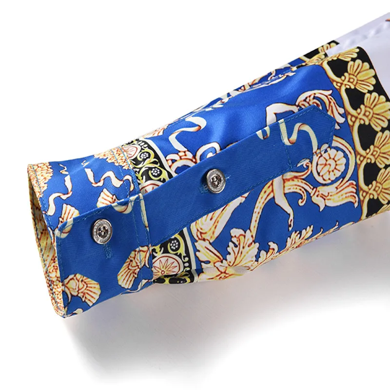New Mens Shirt hawaiian Streetwear Men Dress Shirts Casual Slim Fit Long Sleeved Luxury Print Mens 5