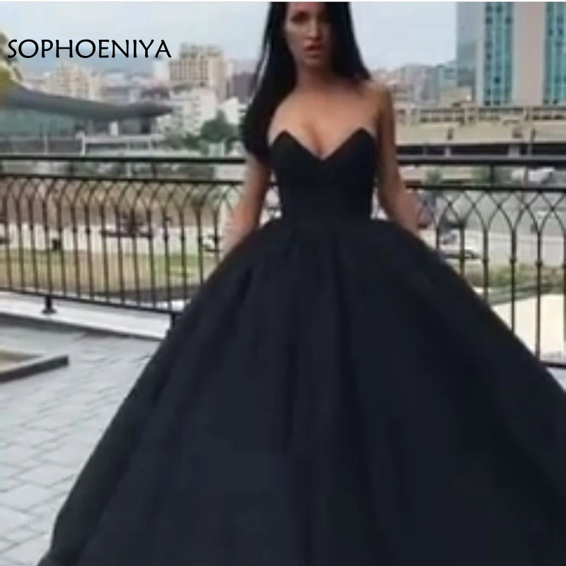 

New Arrival Ball gown evening dress Black Sexy dress evening Party Engagement dress evening gowns 2019 Cheap Formal dress