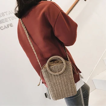 

Handmade Women's Shoulder Bag Bohemian Woven Summer Beach Bags Female Straw Crossbody Bag Messenger Bags Handbag Tote