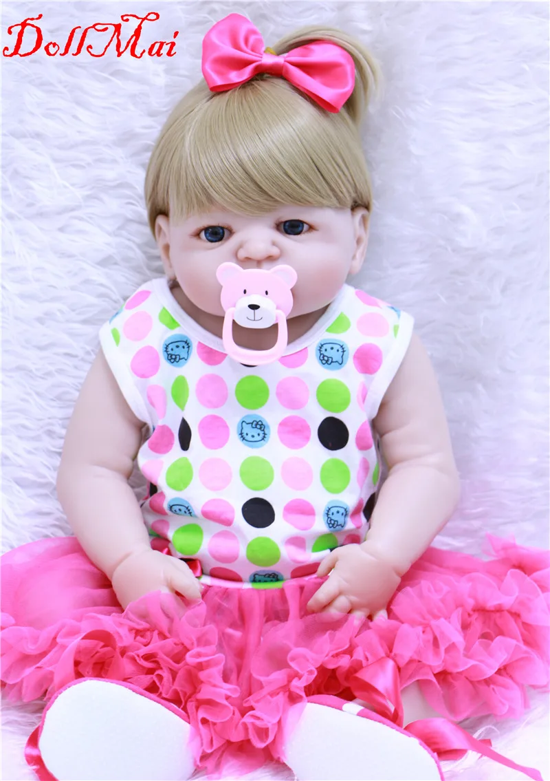 Кукла реборн силиконовая 22 дюйма со светлыми волосами|silicone dolls reborn|doll rebornreborn |