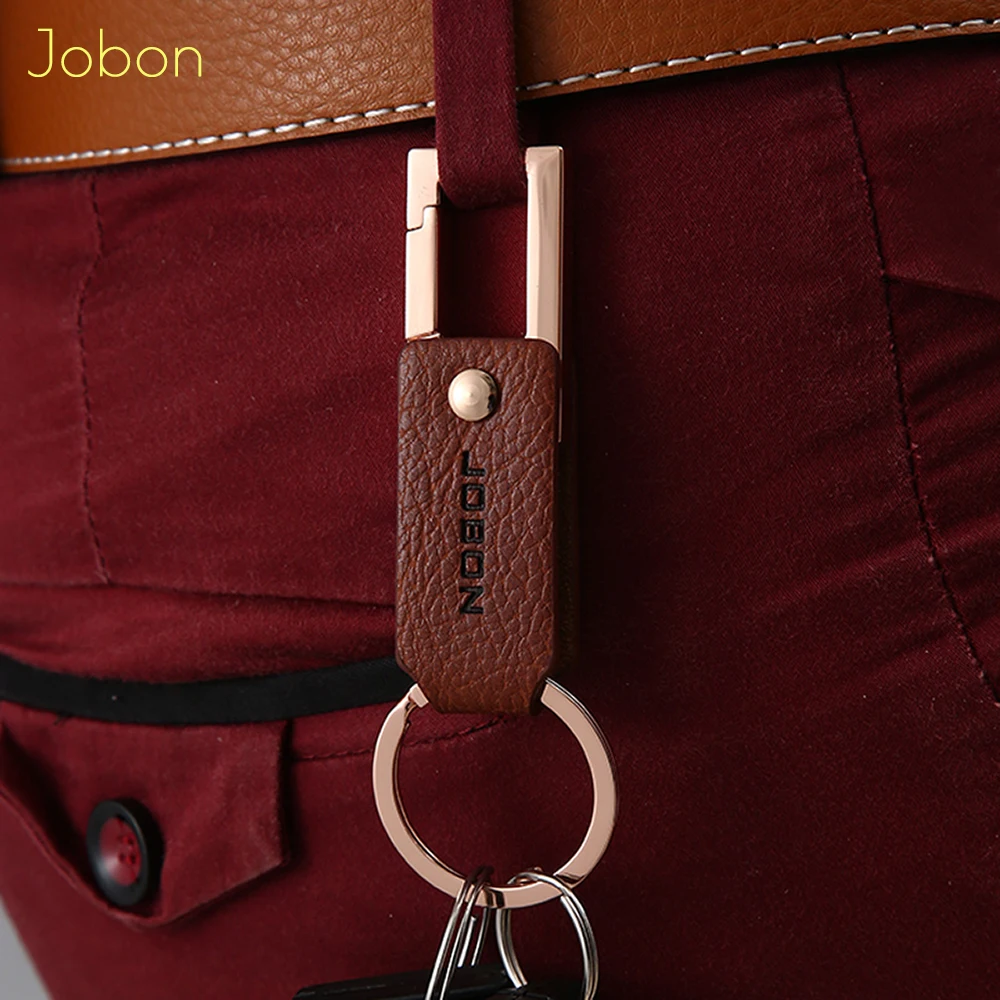 Jobon классический брелок для ключей роскошные женские мужские кожаные брелки для ключей для автомобиля брелок держатель сумка Подвеска лучший подарок ювелирные изделия ключ складной