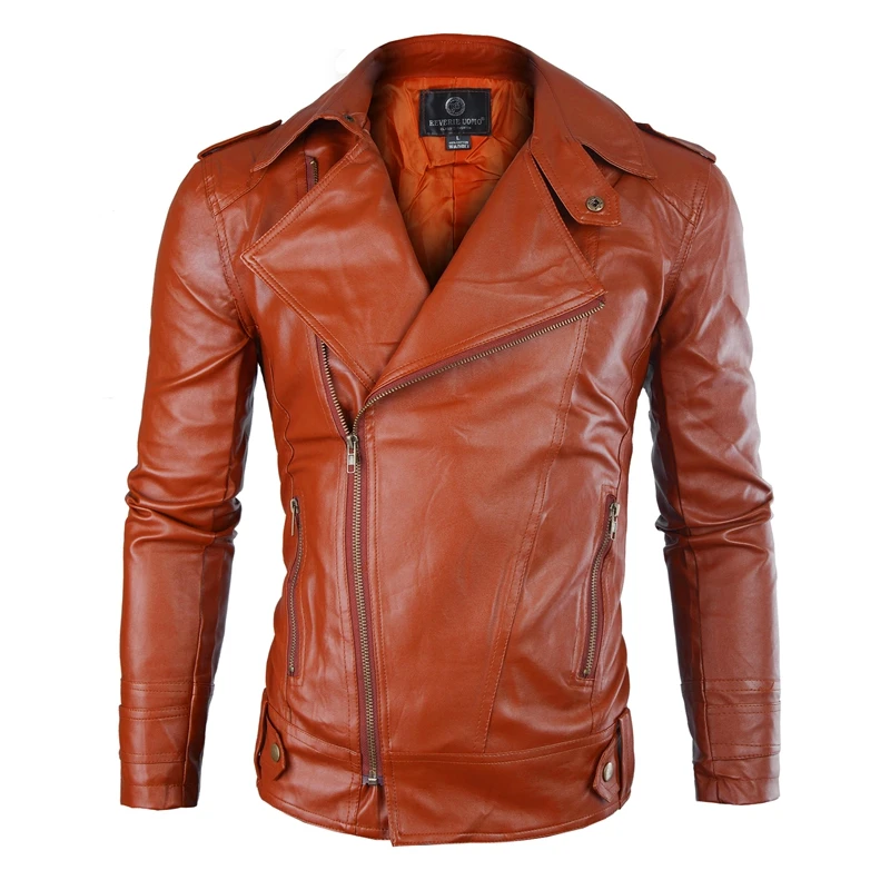 En Ligne Nouvelle cuir synthétique polyuréthane pour hommes veste hommes fitness mode personnalité diagonale veste à glissière Casaco Masculino décontracté veste hommes vêtements